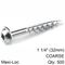 KREG Zinc Pocket Hole Screws 32mm 1.25' #8 Coarse Thread Mx Loc 500ct